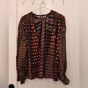Chic Women's Blouse with Red and Black Pattern